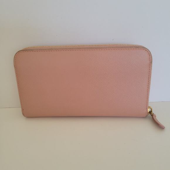 PRADA Saffiano Fiocco Orchidea Wallet Clutch Large Light Pink Zip Around Bow Box - Picture 3 of 13